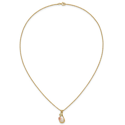 10K Tri Color 10K Tri-Color W/12K Accents Fwc Pearl Black Hills Gold Necklace