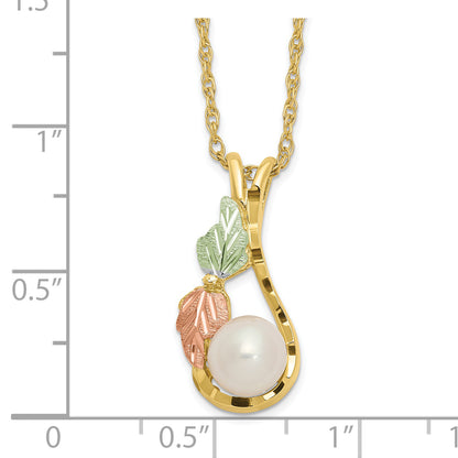 10K Tri Color 10K Tri-Color W/12K Accents Fwc Pearl Black Hills Gold Necklace
