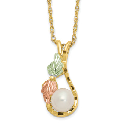 10K Tri Color 10K Tri-Color W/12K Accents Fwc Pearl Black Hills Gold Necklace