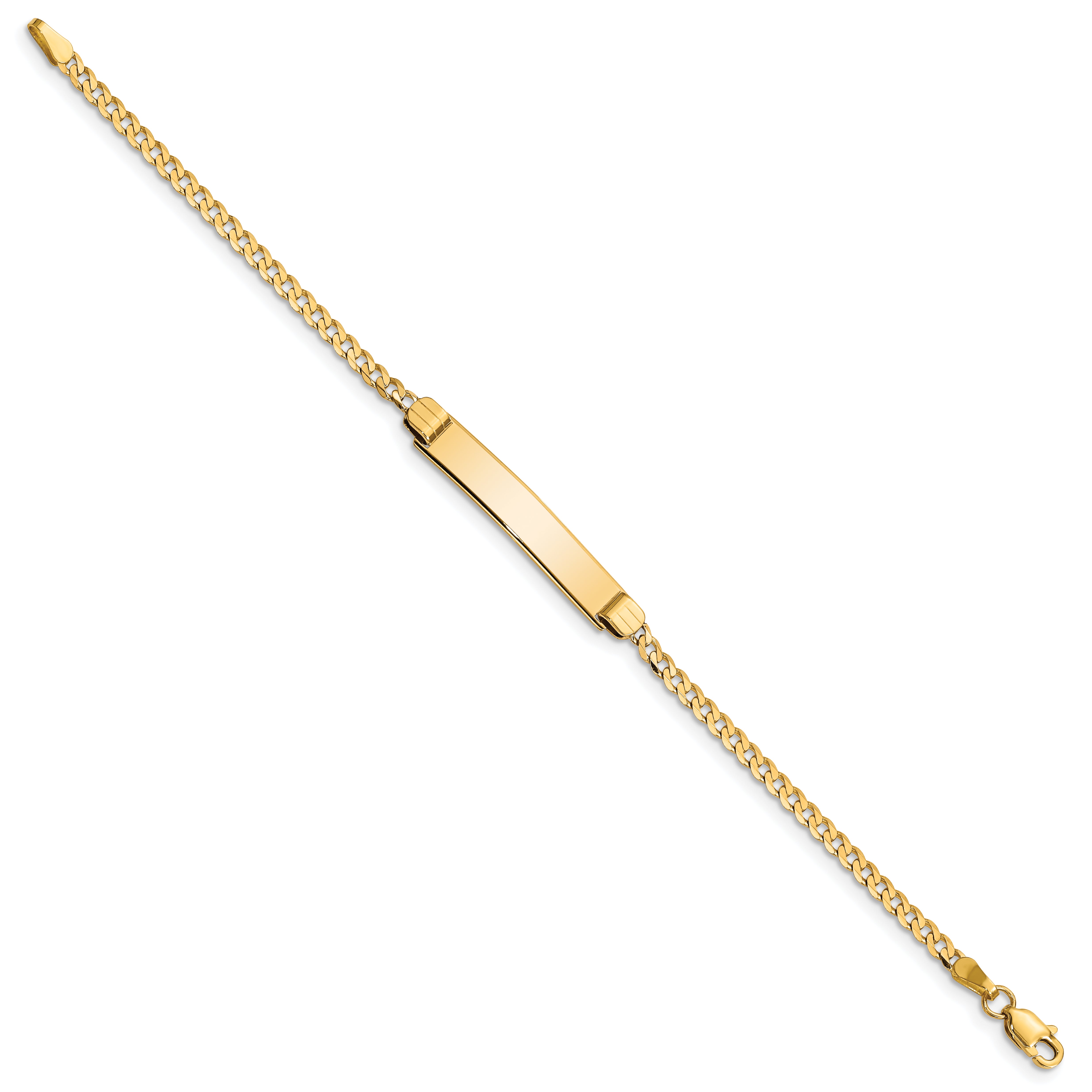10k Yellow Gold Flat Curb Link ID Bracelet