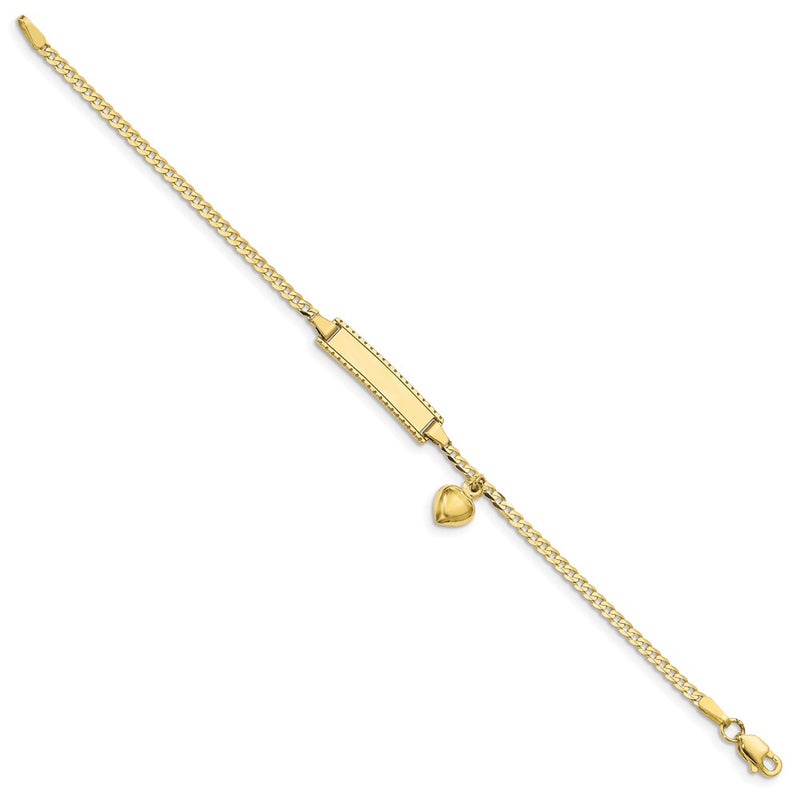 10k Yellow Gold Flat Curb Link ID Bracelet