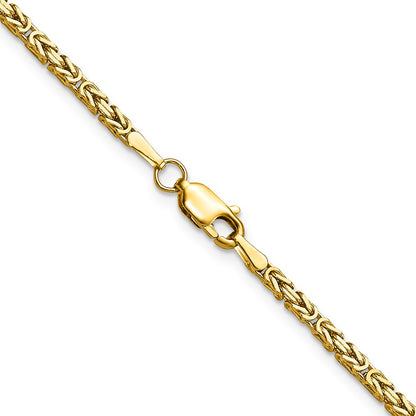 24 Inch 10K Yellow Gold 10K 2mm Byzantine Chain Necklace