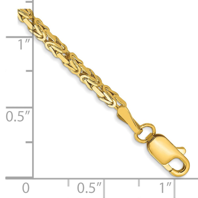 7 Inch 10K Yellow Gold 10K 2mm Byzantine Chain Bracelet