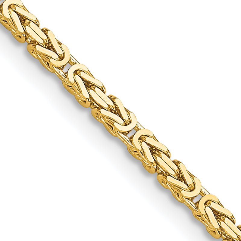 18 Inch 10K Yellow Gold 10K 2mm Byzantine Chain Necklace