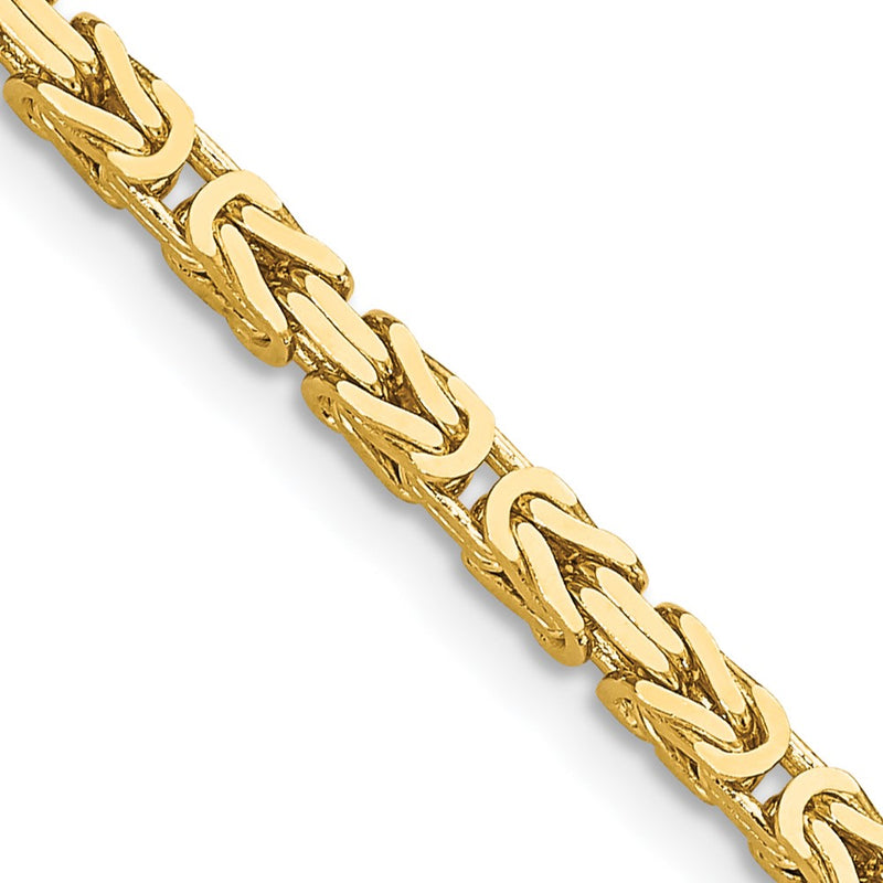 22 Inch 10K Yellow Gold 10K 2.5mm Byzantine Chain Necklace