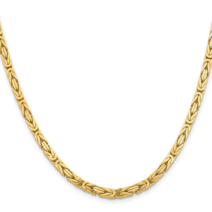 10K Yellow Gold 4mm Byzantine Chain Necklace