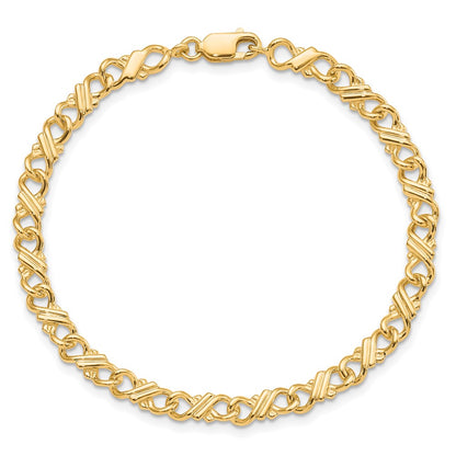 10k Yellow Gold Solid Polished Fancy Chain Bracelet