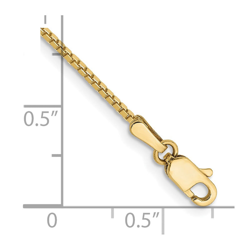10k Yellow Gold 1.1mm Box Chain Anklet