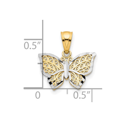 10k Yellow w/Rhodium Butterfly Charm