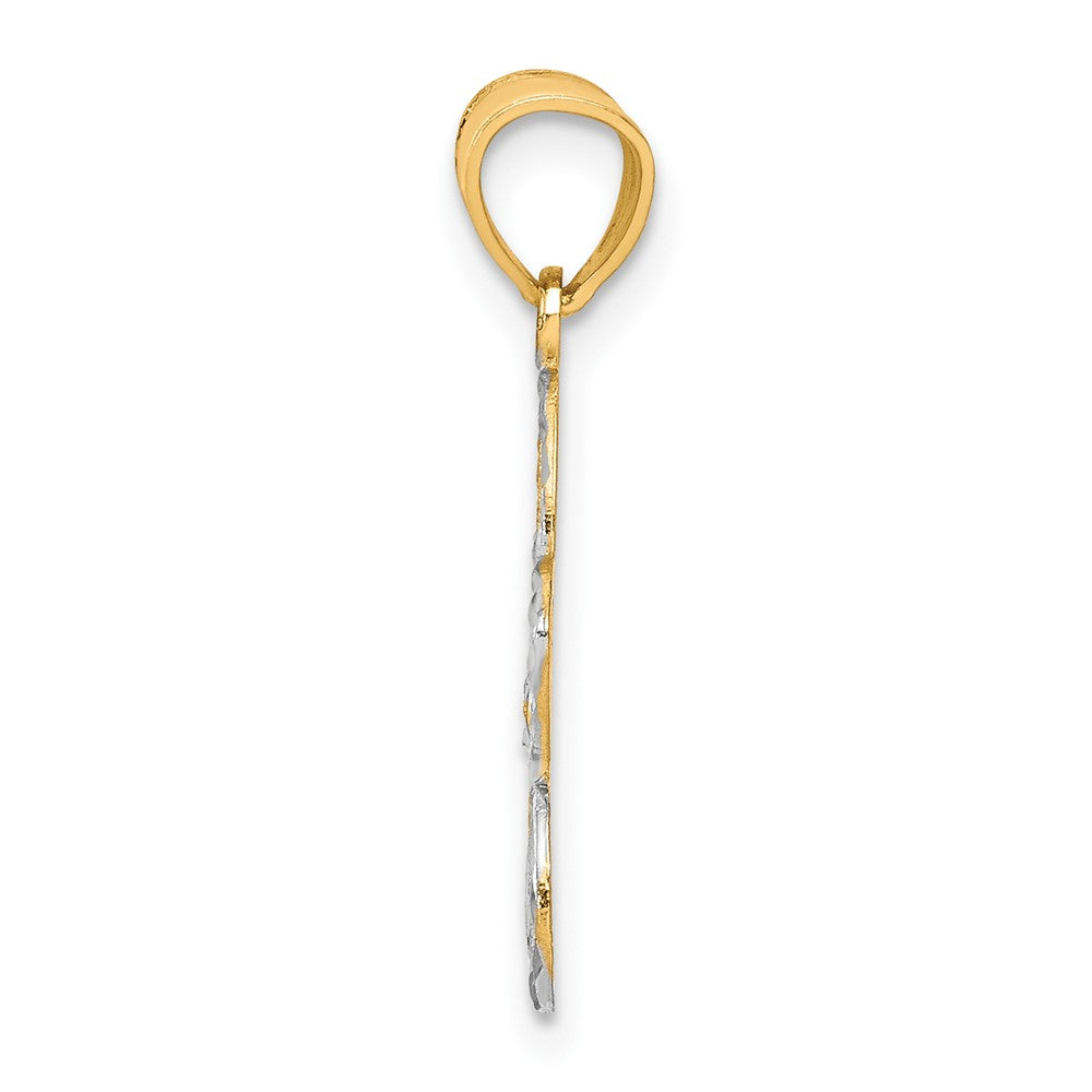 10k Yellow w/Rhodium Filigree Flower Charm