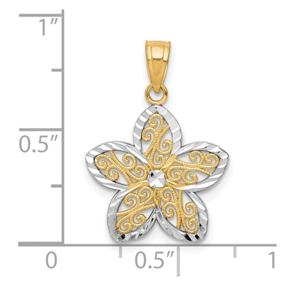 10k Yellow w/Rhodium Filigree Flower Charm