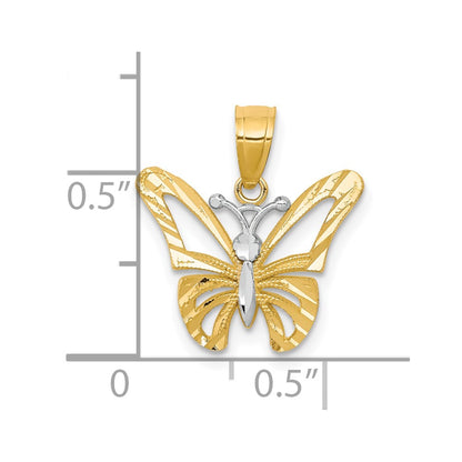 10k Yellow w/Rhodium w/ Rhodium Butterfly Pendant