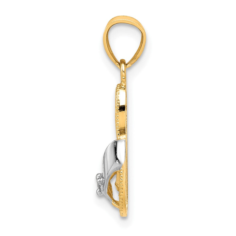 10k Yellow w/Rhodium 10k & Rhodium CZ Flip Flop Charm
