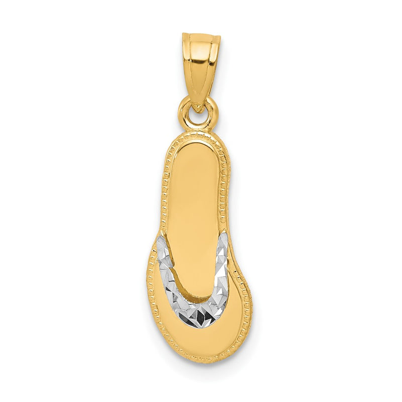 10k Yellow w/Rhodium Flip Flop Charm