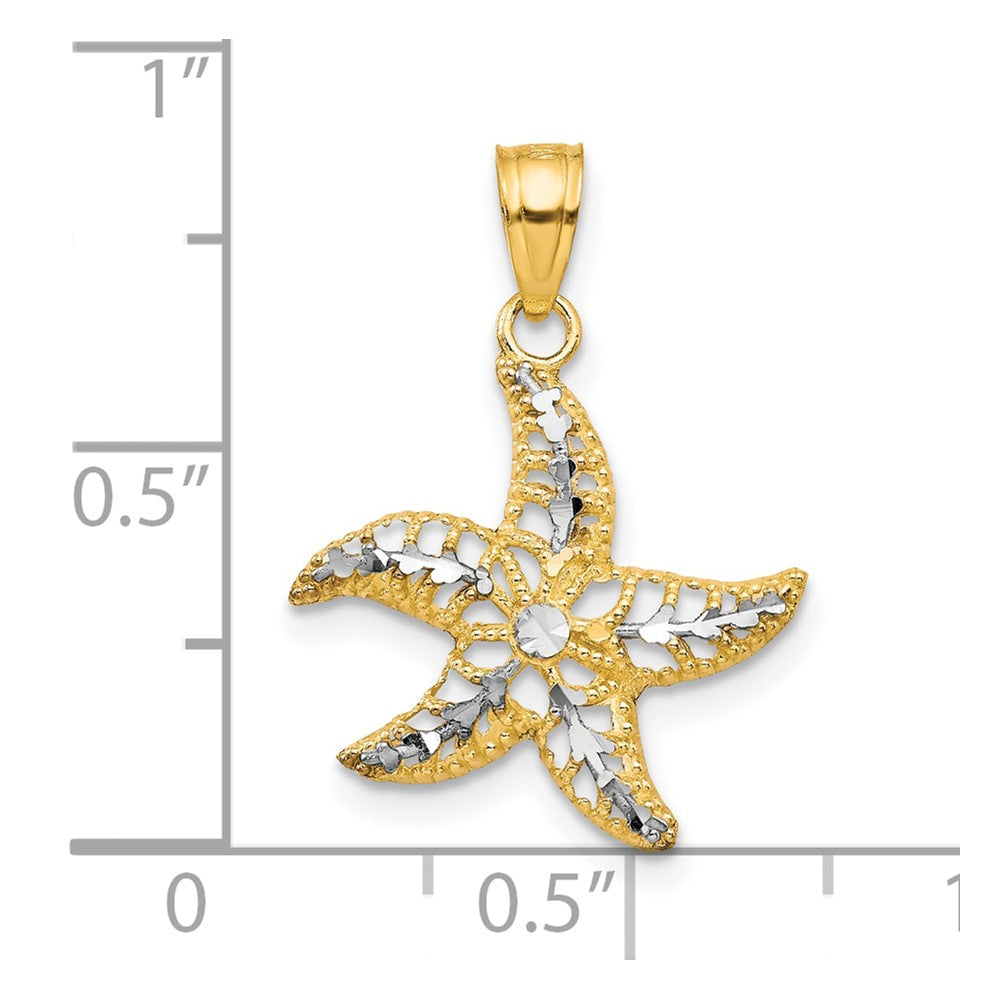 10k Yellow w/Rhodium Starfish Charm