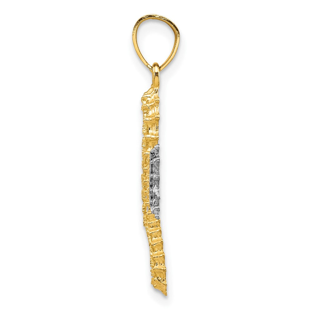 10k Yellow w/Rhodium Seahorse Charm