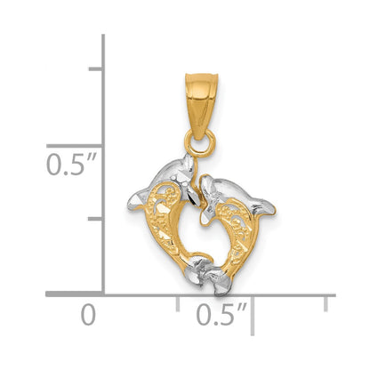 10k Yellow w/Rhodium Small Dolphin Charm
