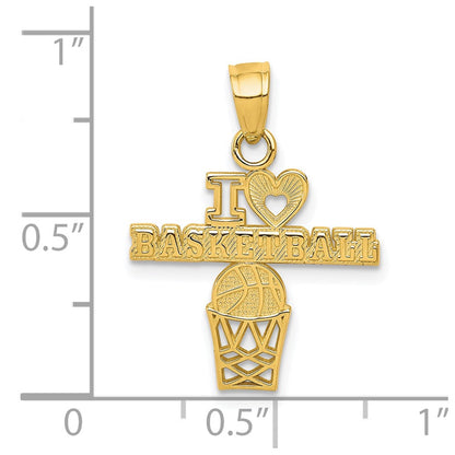 10k Yellow Gold I LOVE BASKETBALL Charm