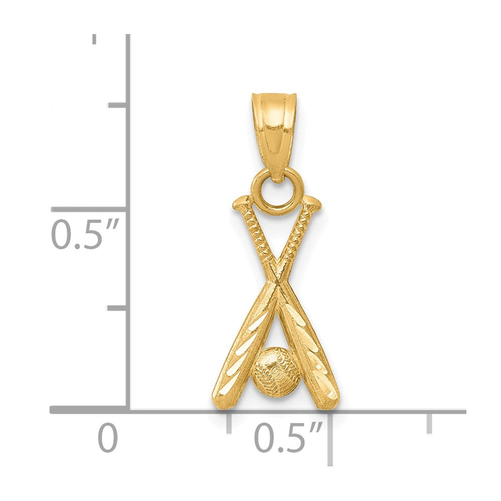 10k Yellow Gold Baseball w/Bats Charm