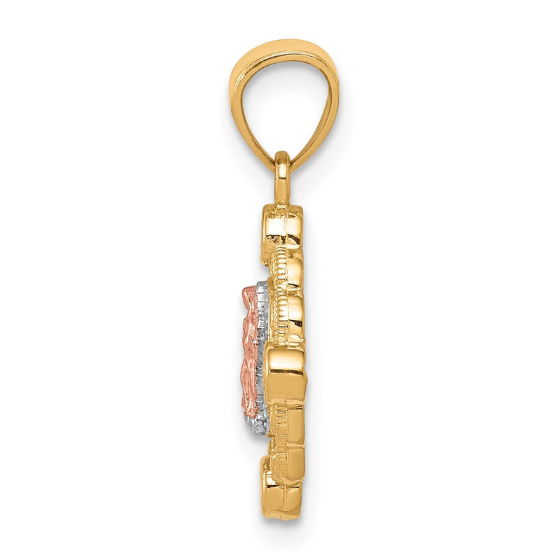 10k Two-tone Small w/ White Rhodium Our Lady of Guadalupe Pendant