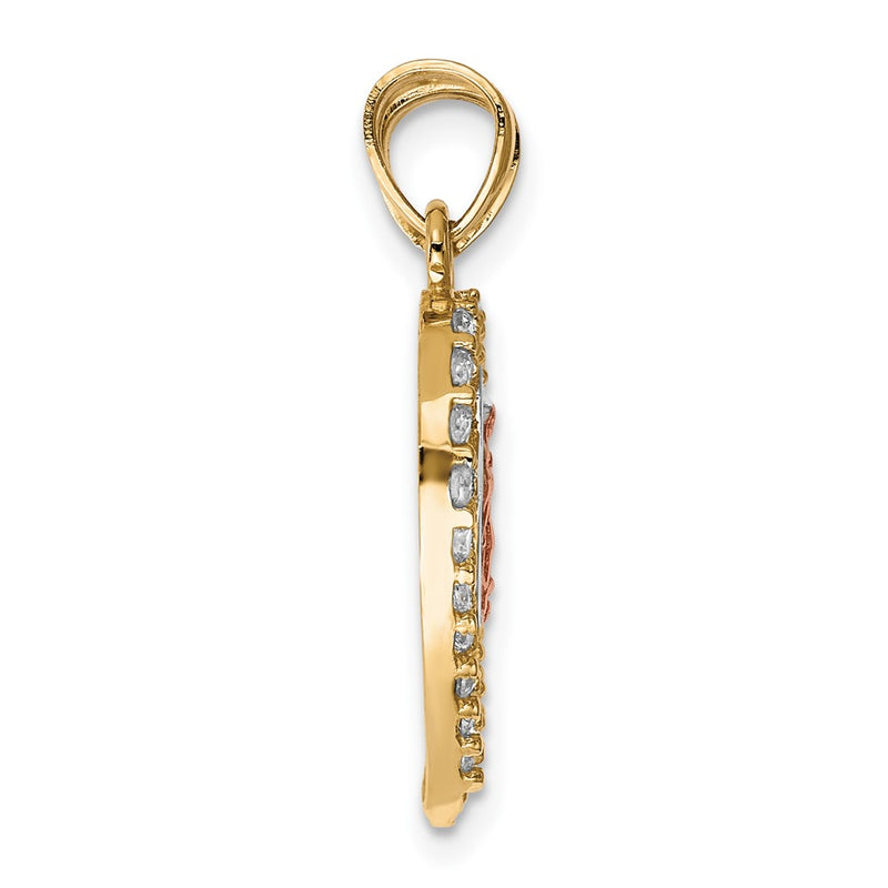 10k Two-tone 10k Two-tone w/ White Rhodium CZ Religious Break-apart Heart Pendant