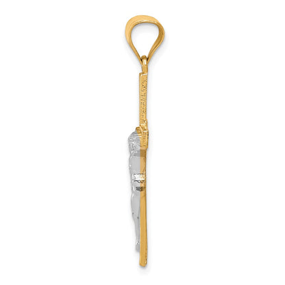 10k Yellow w/Rhodium w/ Rhodium Crucifix Pendant