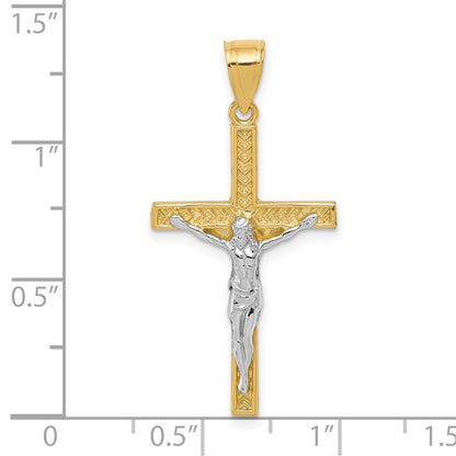 10k Yellow w/Rhodium w/ Rhodium Crucifix Pendant