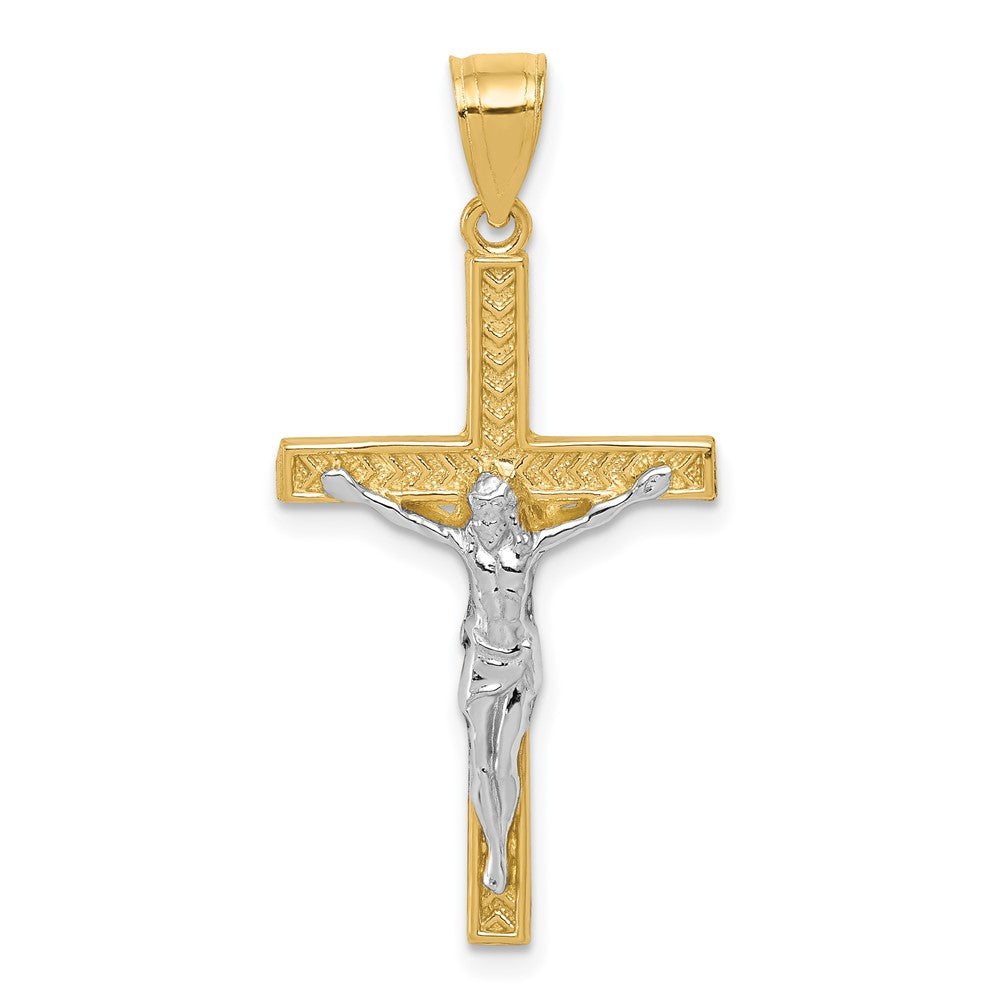 10k Yellow w/Rhodium w/ Rhodium Crucifix Pendant