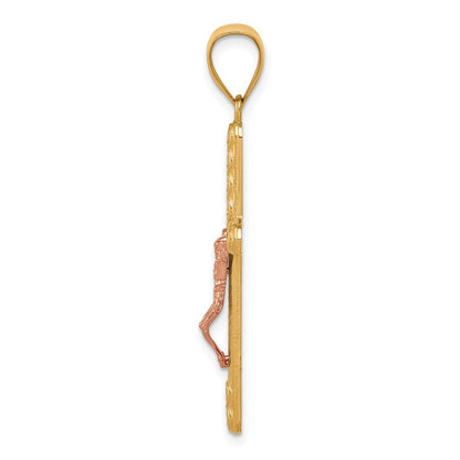 10k Two-tone 10k Two-tone CZ Crucifix Pendant