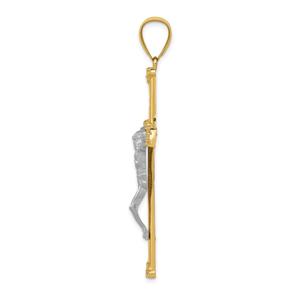 10k Yellow w/Rhodium 10K w/ Rhodium CZ Crucifix Pendant