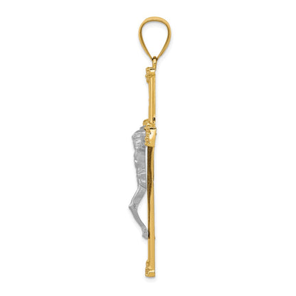 10k Yellow w/Rhodium 10K w/ Rhodium CZ Crucifix Pendant