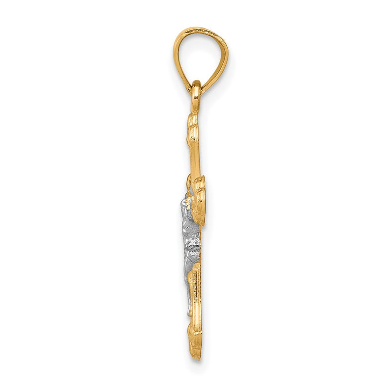 10k Yellow w/Rhodium Crucifix Pendant