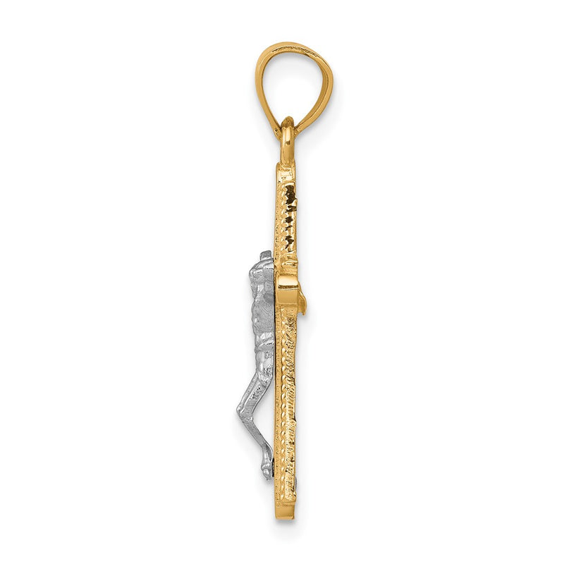10k Yellow w/Rhodium Crucifix Pendant