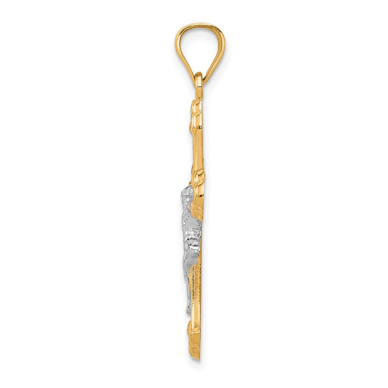 10k Yellow w/Rhodium Crucifix Pendant