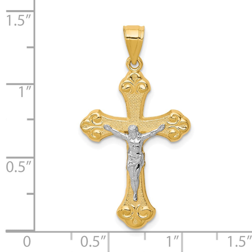 10k Yellow w/Rhodium Crucifix Pendant