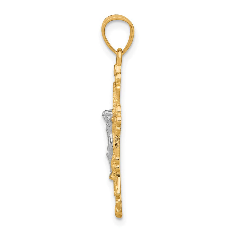 10k Yellow w/Rhodium Crucifix Pendant