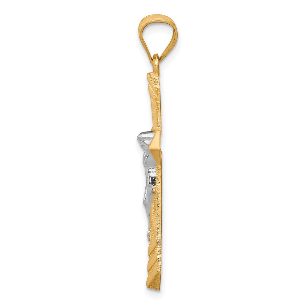10k Yellow w/Rhodium Passion Crucifix Pendant