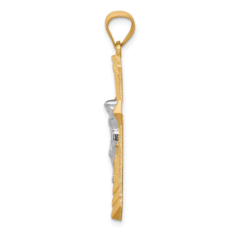 10k Yellow w/Rhodium Passion Crucifix Pendant