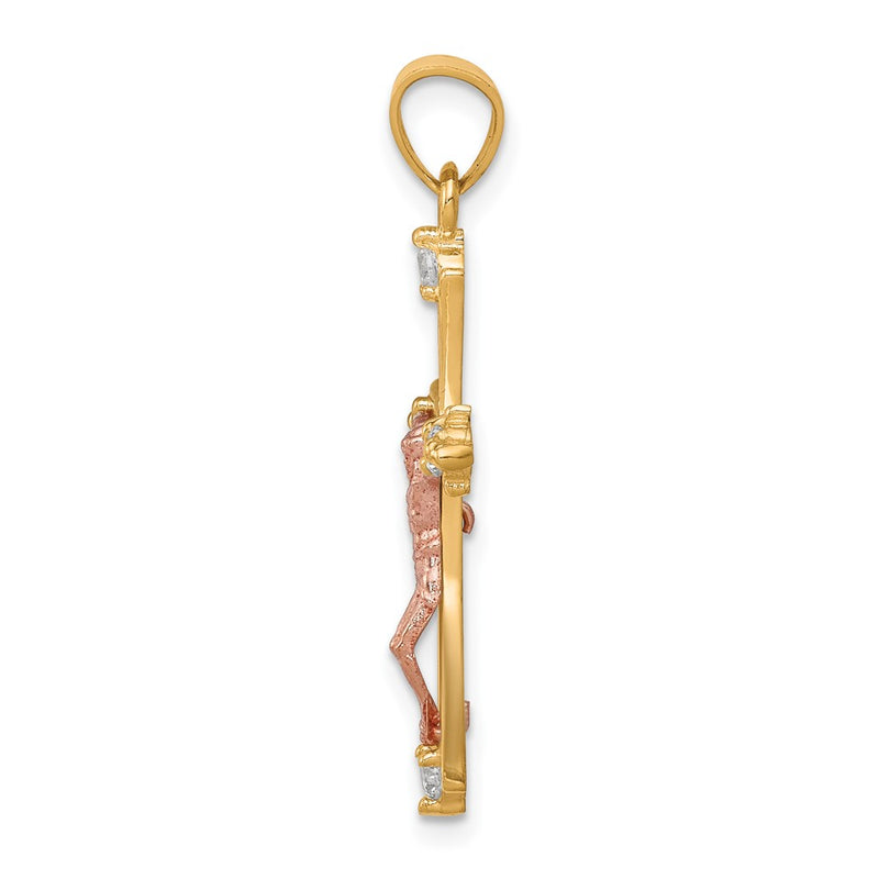 10k Two-tone 10k Two-tone CZ Crucifix Pendant