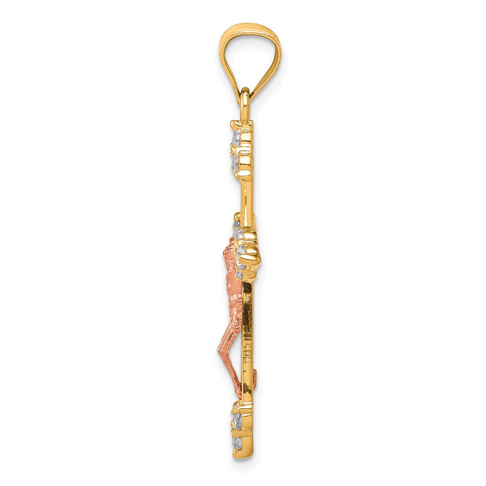 10k Two-tone 10k Two-tone CZ Crucifix Pendant