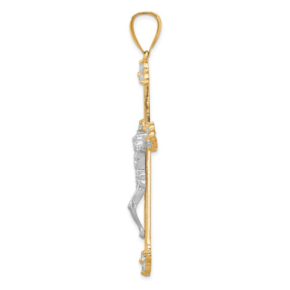 10k Yellow w/Rhodium 10K w/Rhodium CZ Crucifix Pendant