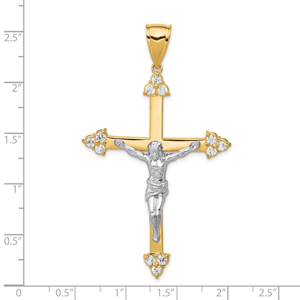 10k Yellow w/Rhodium 10K w/Rhodium CZ Crucifix Pendant
