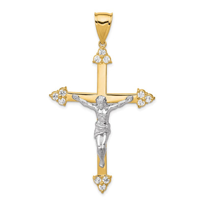 10k Yellow w/Rhodium 10K w/Rhodium CZ Crucifix Pendant