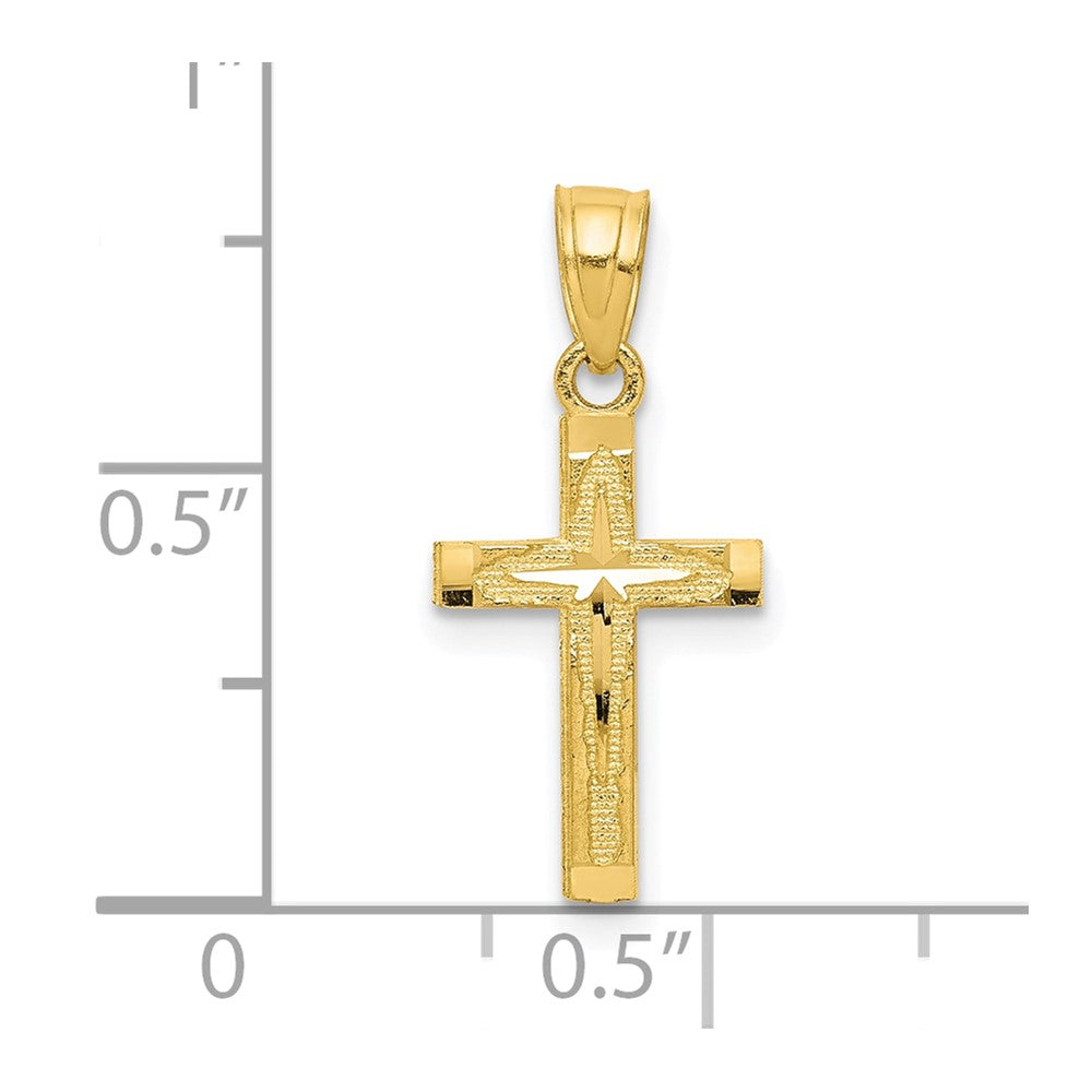 10k Yellow Gold Diamond-Cut Cross Pendant
