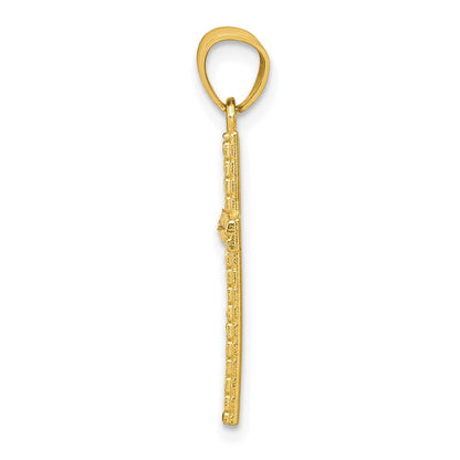 10k Yellow Gold Diamond-Cut Cross Pendant