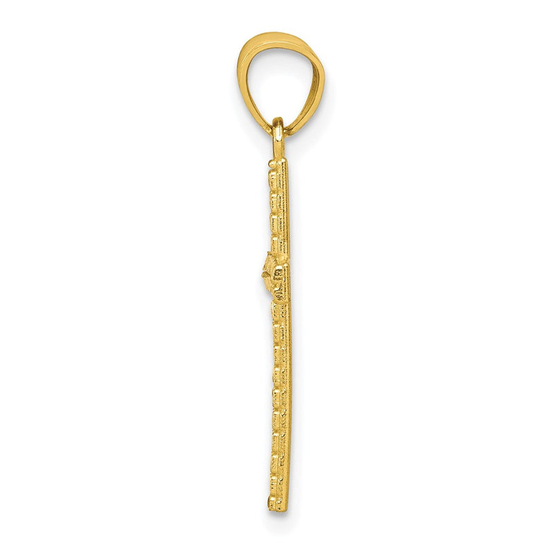 10k Yellow Gold Diamond-Cut Cross Pendant