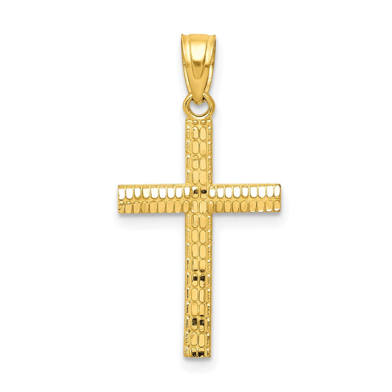 10k Yellow Gold Diamond-Cut Cross Pendant
