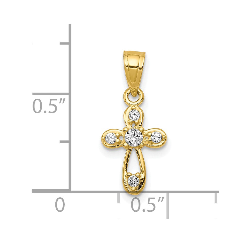 10k Yellow Gold 10k Small CZ Cross Pendant