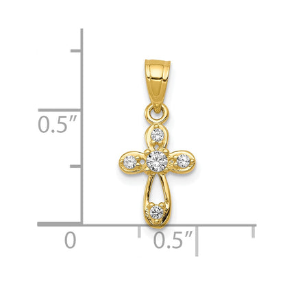 10k Yellow Gold 10k Small CZ Cross Pendant