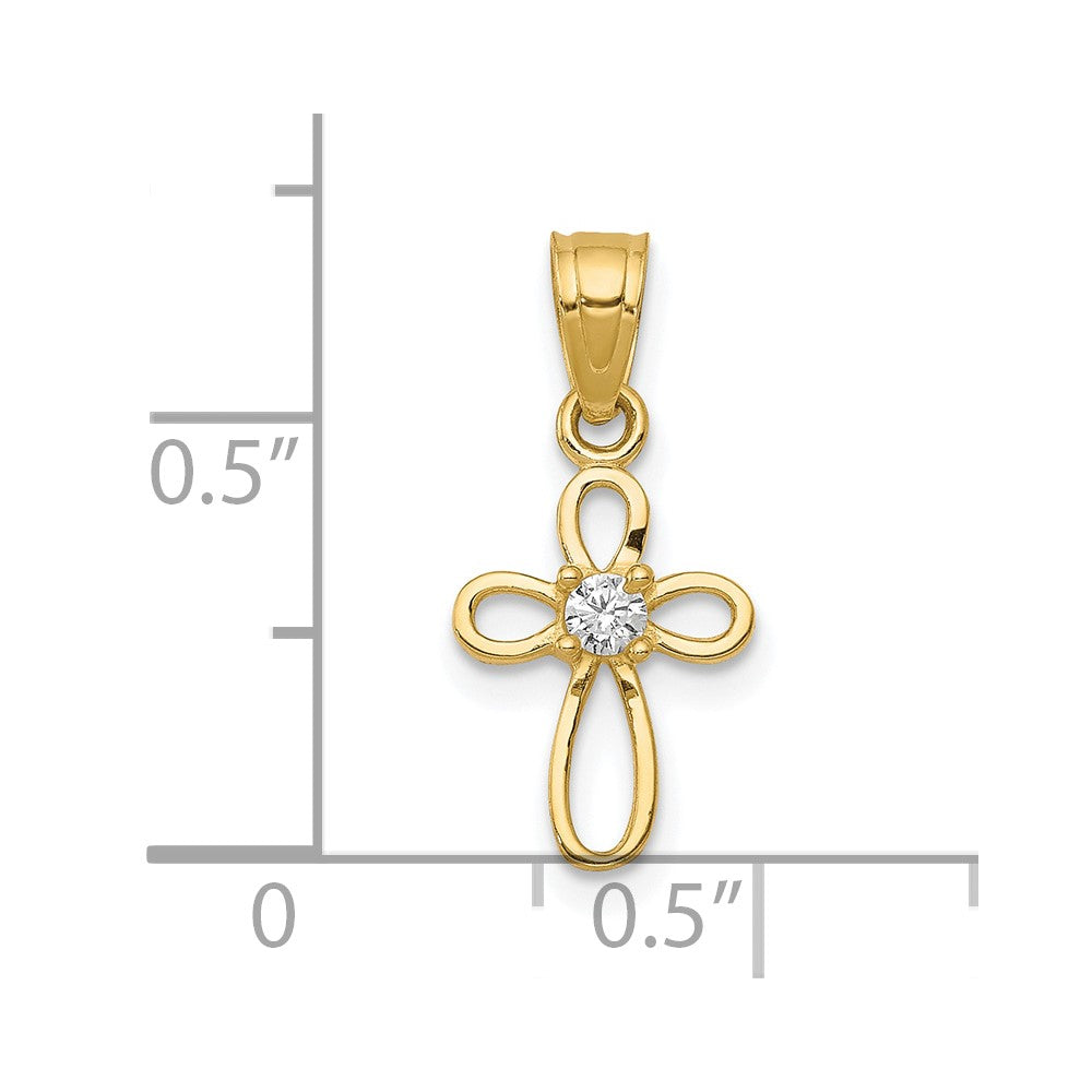 10k Yellow Gold 10k Small CZ Cross Pendant